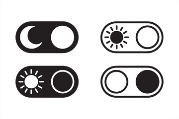 Simple icon set with moon and sun for dark mode and light mode themes