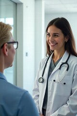 two female doctor with stethoscope consulting pacient