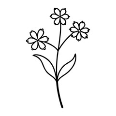 Flower with leaves silhouette vector, black flower vector art design, and a silhouette of a flower with leaves isolated on a white background
