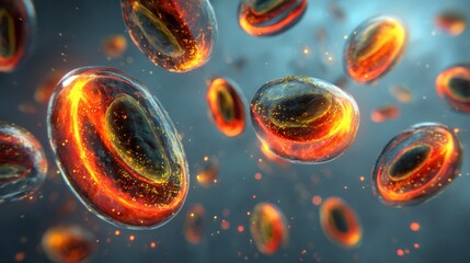 Vibrant colors illuminate an abstract visualization of biological cells, complete with glowing nuclei and neural connections