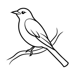 Obraz premium Bird on a branch silhouette vector, Bird on a branch vector art design, and a silhouette of a sweet bird isolated on a white background