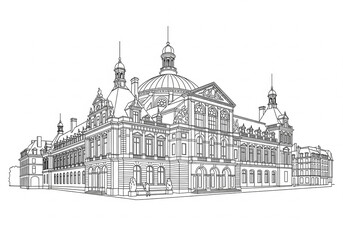 Palais des Beaux-Arts de Lille in Lill one line drawing