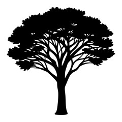 Obraz premium Tree silhouette vector, acacia tree vector art design, and a silhouette of a tree isolated on a white background