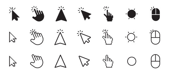 Mouse Cursor Icons Set Pixel Vector Style Cursors Pack