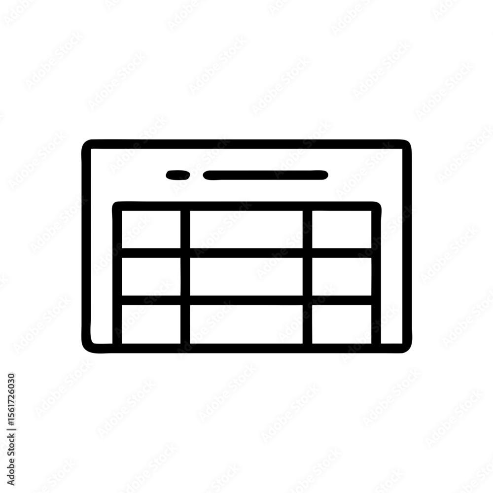 Poster illustration of a simple table with nine cells and a header line on a white background image view