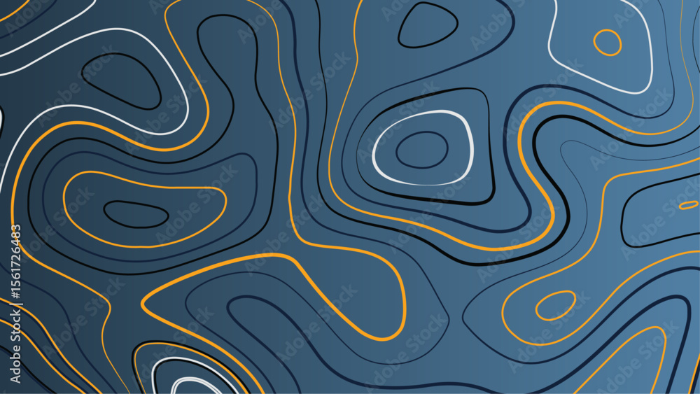 Poster topographic line contour map background, geographic grid map image. vector illustration