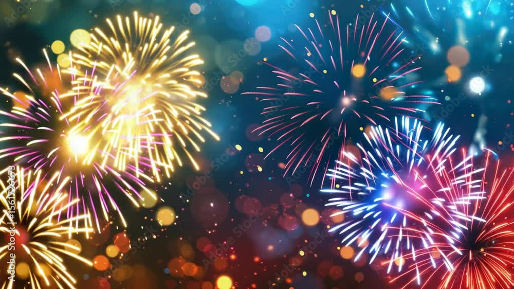 Poster a stunning fireworks display illuminates the sky with a vivid array of colors, celebrating an event 