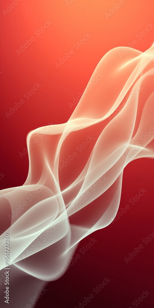 Poster sensuous waves of red gradient flowing softly, a delicate and fluid abstract digital artwork design