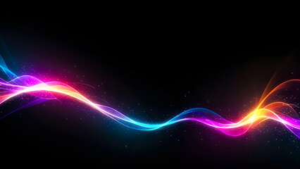 Colorful abstract wave – Glowing digital light flow on black background