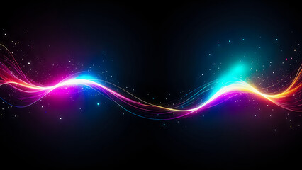 Colorful abstract wave – Glowing digital light flow on black background