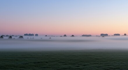 Fototapeta premium Misty Cityscape at Sunrise