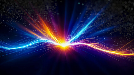 Colorful abstract wave – Glowing digital light flow on black background