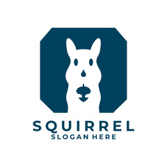 Squirrel line art logo design vector template