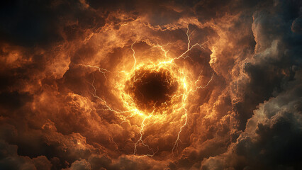 fire cloud vortex circle hole background, lightning 16