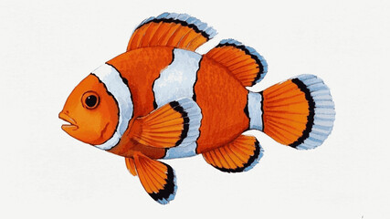 Striped Coral Dancer Clownfish isolated watercolor vector illustration svg