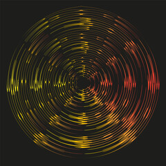 Luminous neon spiral. Vibrant circular motion. Dark black background. Vector illustration.