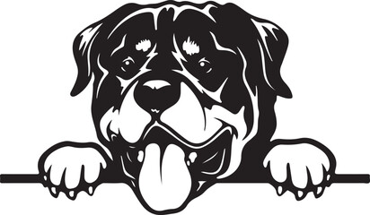 Rottweiler – Peeking Dog Breed Face Illustration Isolated on White Background
