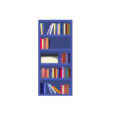 Bookcase with books and a box