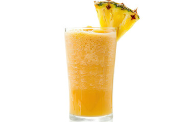 Fruity orange beverage with pineapple slice perfect for summer days.