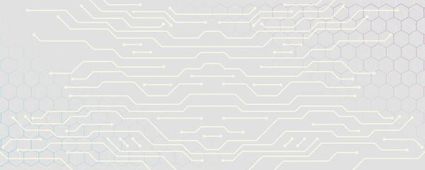 Gray High Tech Background with Electric Circuit Lines