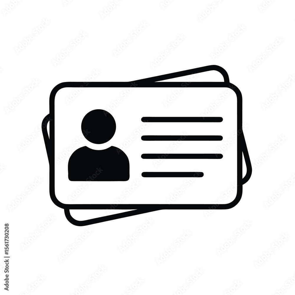 Fototapete Identification Card Icon Presenting Identity Information Depicting a Profile and Lines of Text on a Stack of Cards
