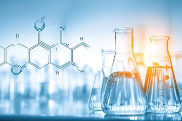 Laboratory glassware, chemical formulas