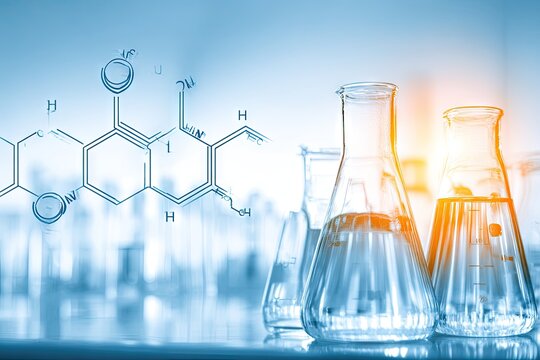 Laboratory glassware, chemical formulas