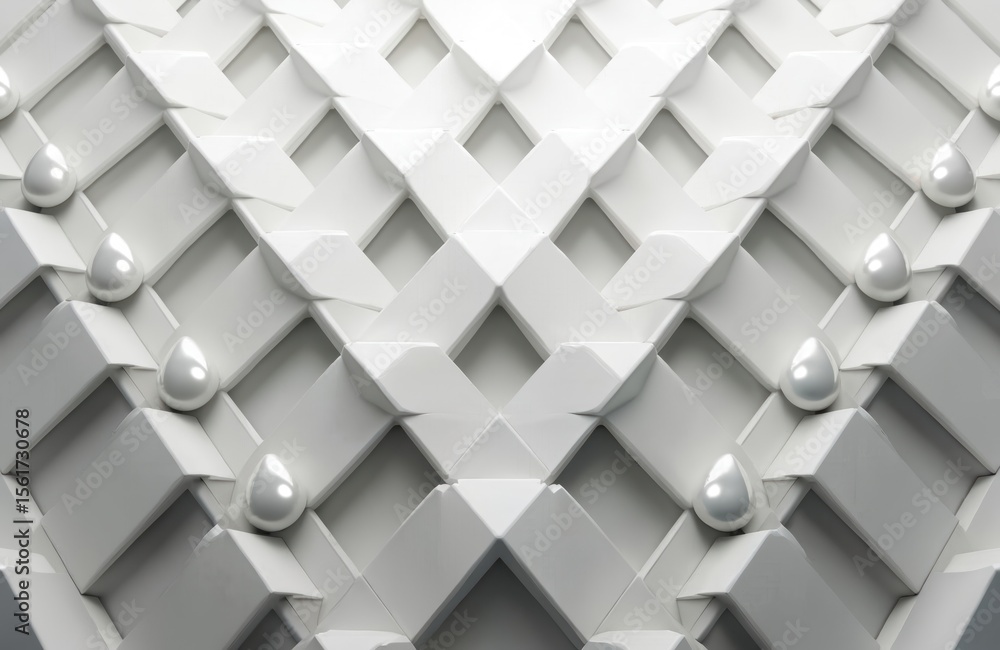Aufkleber abstract geometric pattern illustration with white blocks and pearly drops. modern minimalist design