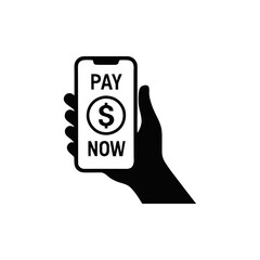 Mobile Payment Illustration A Hand Holding a Smartphone with Pay Now Text and a Dollar Sign Image