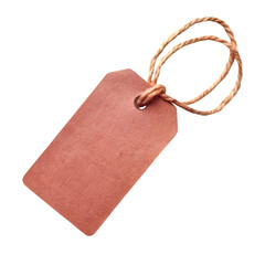 Kraft paper gift tag with jute string loop ideal for branding and personal use on white background

