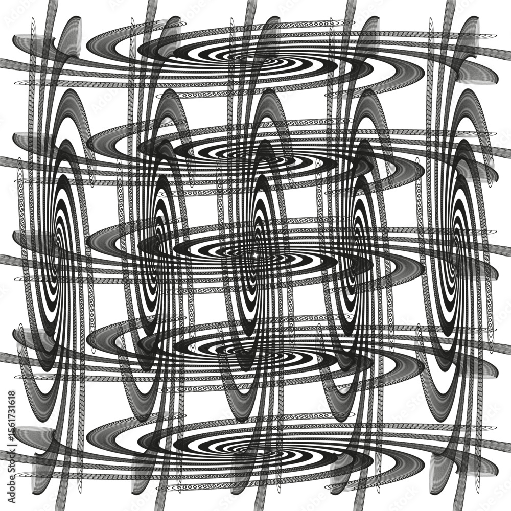 Poster distorted grid icon. woven line pattern. optical weave vector. monochrome abstract mesh.