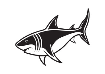 Obraz premium Shark Silhouette, Shark Vector, Shark Icon Illustration