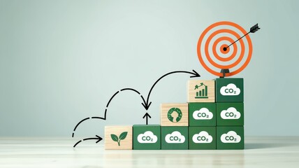 Sustainability Steps Toward CO2 Goals Visualized with Building Blocks and Target