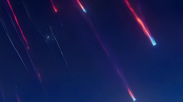 Neon Meteor Shower Streaking Across Digital Sky