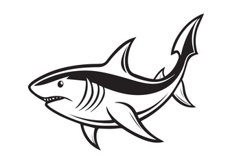 Fototapeta premium Shark Silhouette, Shark Vector, Shark Icon Illustration