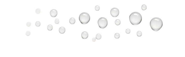 Transparent water drops isolated on white background. Vector water droplets on PNG. Summer product design elements 