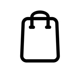 Shopping bag icon, Black outline retail symbol, Minimal bag graphic, Flat purchase vector, Simple commerce icon, Store bag silhouette, bag icon, UI shopping element, vector illustration.