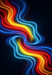 Blue Yellow Red Colorful Neon Waves Background