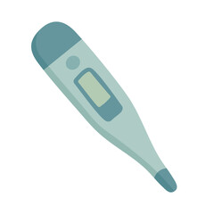 Cartoon digital thermometer in soft blue tones. Flat vector medical illustration for health check.