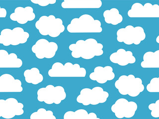 Seamless pattern White clouds on a blue background