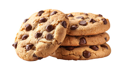  delicious chocolate chip cookies isolated on transparent background