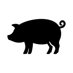Pig silhouette icon in standing side view for farm vector design