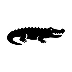 Obraz premium Crocodile silhouette icon with sharp teeth and low profile pose