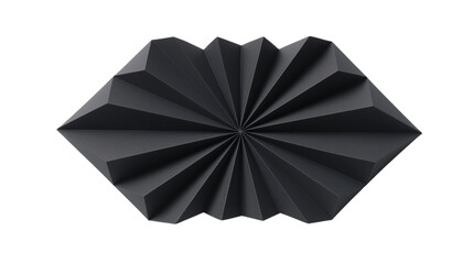Abstract black paper fan with origami details isolated on white background