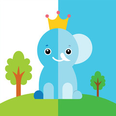 Naklejka premium Whimsical cartoon elephant illustration with vibrant cmyk colors