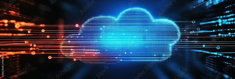 Poster abstract cloud network concept with digital data exchange and global communication systems design