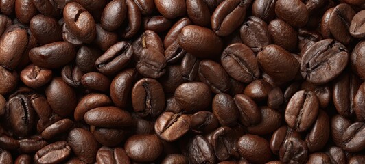 Naklejka premium The floating coffee beans showcasing rich aroma and vibrant textures