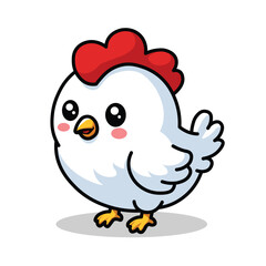 Illustration Vector Graphic Cartoon of a Cute White Chicken