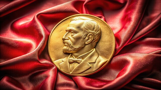 Nobel Prize Medal on Velvet Background, excellence, awards,  excellence, awards, elegance, prize