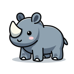 Illustration Vector Graphic Cartoon of an Adorable Style Baby Rhino